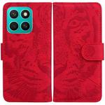 For Honor X8c 4G Tiger Embossing Pattern Flip Leather Phone Case(Red)