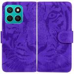 For Honor X8c 4G Tiger Embossing Pattern Flip Leather Phone Case(Purple)