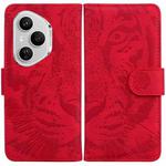 For Honor 400 Pro Global 160.8mm Tiger Embossing Pattern Flip Leather Phone Case(Red)