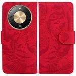 For Honor X70 5G Tiger Embossing Pattern Flip Leather Phone Case(Red)