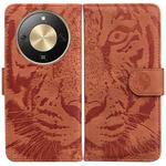 For Honor X70 5G Tiger Embossing Pattern Flip Leather Phone Case(Brown)