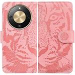 For Honor X70 5G Tiger Embossing Pattern Flip Leather Phone Case(Pink)