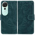 For Honor Play 70 Plus Tiger Embossing Pattern Flip Leather Phone Case(Green)