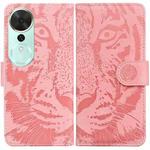 For Honor Play 70 Plus Tiger Embossing Pattern Flip Leather Phone Case(Pink)