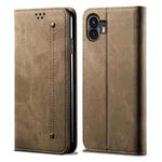 For Nothing Phone 2 Denim Texture Casual Style Flip Leather Case(Khaki)