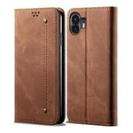 For Nothing Phone 2 Denim Texture Casual Style Flip Leather Case(Brown)