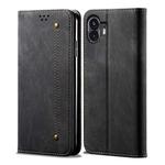 For Nothing Phone 2 Denim Texture Casual Style Flip Leather Case(Black)