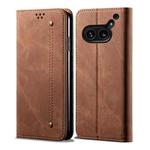 For Nothing Phone 2A Denim Texture Casual Style Flip Leather Case(Brown)