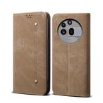 For Nothing Phone 3a Pro Denim Texture Casual Style Flip Leather Case(Khaki)