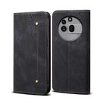 For Nothing Phone 3a Pro Denim Texture Casual Style Flip Leather Case(Black)