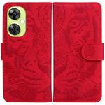 For OnePlus Nord CE 3 Lite/Nord N30 Tiger Embossing Pattern Flip Leather Phone Case(Red)