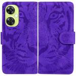 For OnePlus Nord CE 3 Lite/Nord N30 Tiger Embossing Pattern Flip Leather Phone Case(Purple)