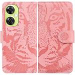 For OnePlus Nord CE 3 Lite/Nord N30 Tiger Embossing Pattern Flip Leather Phone Case(Pink)