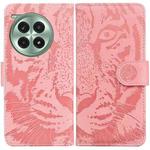 For OnePlus Ace 3 Pro Tiger Embossing Pattern Flip Leather Phone Case(Pink)