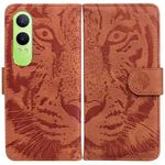 For OnePlus Nord CE4 Lite Tiger Embossing Pattern Flip Leather Phone Case(Brown)