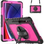 For Samsung Galaxy Tab S10+ / S9+ / S9 FE+ Silicone Hybrid PC Tablet Protective Case(Black+Rose Red)