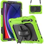 For Samsung Galaxy Tab S9 / S9 FE Silicone + PC Tablet Case(Yellow Green+Black)