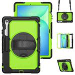 For Samsung Galaxy Tab S10 FE+ Silicone Hybrid PC Tablet Protective Case(Black+Yellow Green)