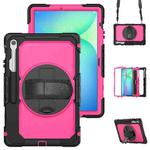For Samsung Galaxy Tab S10 FE+ Silicone Hybrid PC Tablet Protective Case(Rose Red+Black)