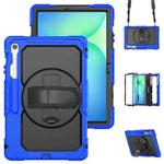 For Samsung Galaxy Tab S10 FE+ Silicone Hybrid PC Tablet Protective Case(Black+Dark Blue)