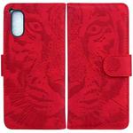 For Sony Xperia 5 V Tiger Embossing Pattern Flip Leather Phone Case(Red)