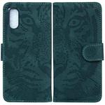 For Sony Xperia 5 V Tiger Embossing Pattern Flip Leather Phone Case(Green)