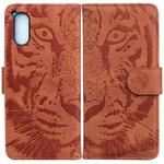 For Sony Xperia 5 V Tiger Embossing Pattern Flip Leather Phone Case(Brown)