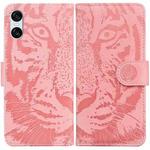 For Sony Xperia 10 VI Tiger Embossing Pattern Flip Leather Phone Case(Pink)