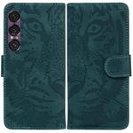 For Sony Xperia 1 VII Tiger Embossing Pattern Flip Leather Phone Case(Green)