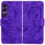 For Sony Xperia 1 VII Tiger Embossing Pattern Flip Leather Phone Case(Purple)