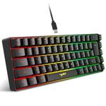 HXSJ V200 Wired RGB Backlit Mechanical Keyboard 68 Key Caps, Cable Length: 1.7m(Black)