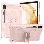 For Samsung Galaxy Tab S9 Butterfly Kickstand Heavy Duty Hard Rugged Tablet Case(Rose Pink)