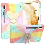 For Samsung Galaxy Tab S9 Butterfly Kickstand Heavy Duty Hard Rugged Tablet Case(Colorful Rose Gold)