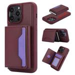 For iPhone 15 Pro Max RFID Anti-theft Detachable Card Bag Leather Phone Case(Wine Red)