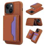 For iPhone 13 / 14 RFID Anti-theft Detachable Card Bag Leather Phone Case(Brown)
