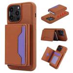 For iPhone 14 Pro RFID Anti-theft Detachable Card Bag Leather Phone Case(Brown)