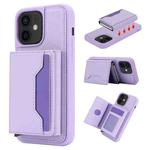 For iPhone 12 Pro / 12 RFID Anti-theft Detachable Card Bag Leather Phone Case(Purple)