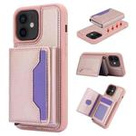 For iPhone 12 Pro / 12 RFID Anti-theft Detachable Card Bag Leather Phone Case(Pink)