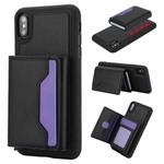 For iPhone XS Max RFID Anti-theft Detachable Card Bag Leather Phone Case(Black)