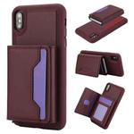 For iPhone XS Max RFID Anti-theft Detachable Card Bag Leather Phone Case(Wine Red)