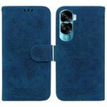 For Honor 90 Lite Butterfly Rose Embossed Leather Phone Case(Blue)