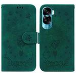 For Honor 90 Lite Butterfly Rose Embossed Leather Phone Case(Green)