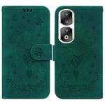For Honor 90 Pro Butterfly Rose Embossed Leather Phone Case(Green)