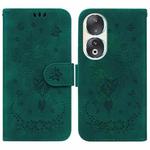 For Honor 90 Butterfly Rose Embossed Leather Phone Case(Green)