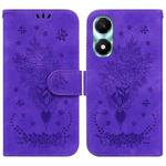 For Honor X5 Plus / Play 40C Butterfly Rose Embossed Leather Phone Case(Purple)