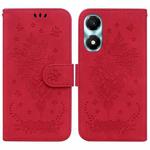 For Honor X5 Plus / Play 40C Butterfly Rose Embossed Leather Phone Case(Red)