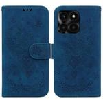 For Honor X6a Butterfly Rose Embossed Leather Phone Case(Blue)