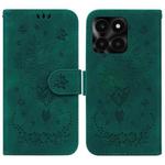 For Honor X6a Butterfly Rose Embossed Leather Phone Case(Green)