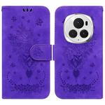 For Honor Magic6 Pro Butterfly Rose Embossed Leather Phone Case(Purple)