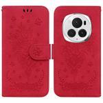 For Honor Magic6 Pro Butterfly Rose Embossed Leather Phone Case(Red)